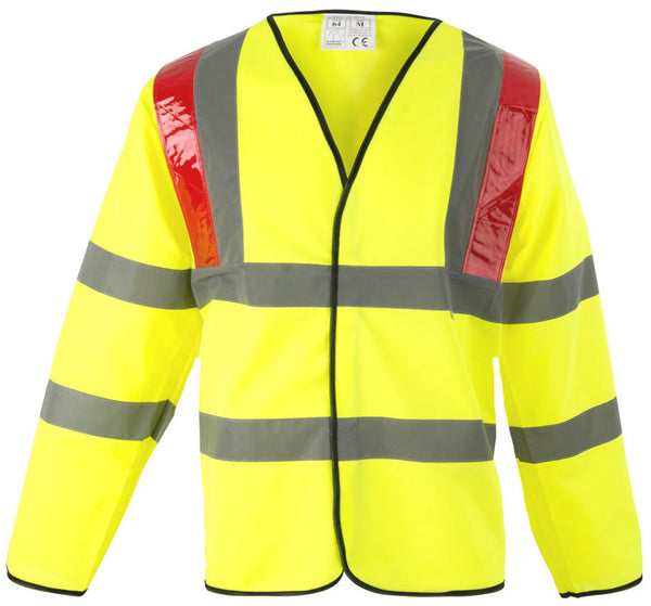 64 Yellow / Red & Silver Brace Hivis Jacket (EN20471) Item 64 CLEARANCE