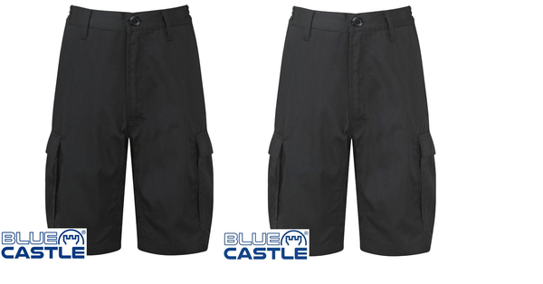Blue Castle Workforce Cargo Work Shorts Lightweight In Black And Navy (820)