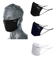 Anti-Microbial 3 Layer Ply Reusable Fabric Face Mask Adjustable In Black/Navy CV33