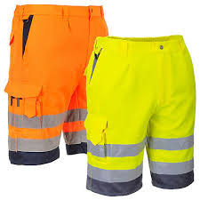 Hi-Vis 8 Pocket Work Shorts In Orange, Yellow (E043)