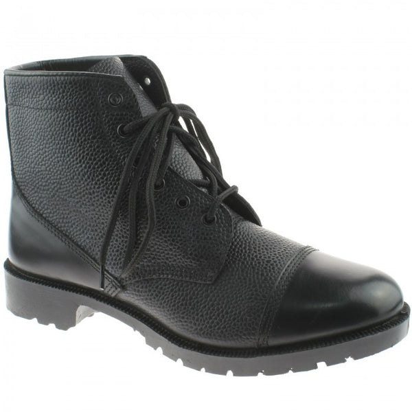 Grafters Black Leather High Shine 6 Eyelet Cadet Boots (M166A) CLEARANCE