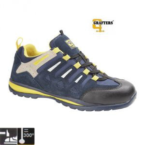 Grafters Navy Suede Leather Steel Toe Cap Safety Trainers SB (M210C)  CLEARANCE