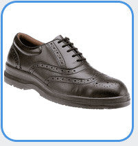 Grafters Uniform Black Smooth Leather Brogue Steel Toe Cap Shoes SBP (M776A/M9776A) CLEARANCE