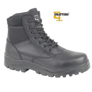 Grafters Sherman Black Leather 7 Eyelet Combat Boot (M870A)  CLEARANCE