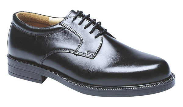 Scimitar Black Leather Plain Gibson Lace Shoes (M903A)