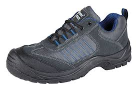 Grafters Dark Grey-Blue Suede Leather Steel Toe Cap Safety Trainer SIP (M9510F)  CLEARANCE