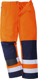 Portwest Seville Hi-Vis Poly Cotton Trousers In Yellow , Orange ( TX71 ) CLEARANCE