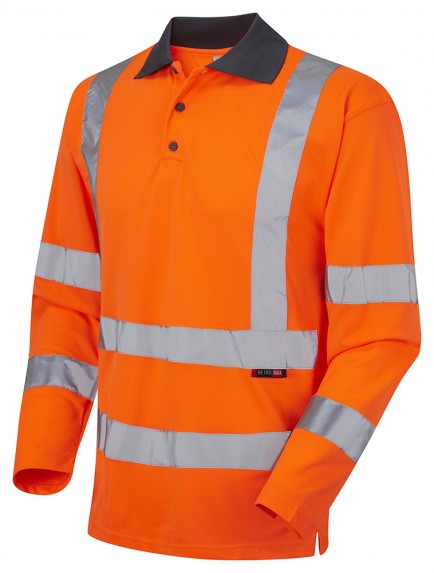 EN 20471 Class 3 Orange Hivis Polo Shirt Long Sleeves (100) CLEARANCE