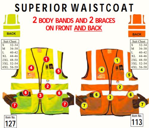 High Vis Vests With Pockets In Yellow And Orange Colours (113/127)