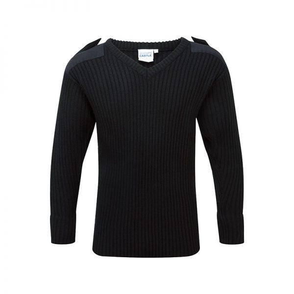 V-Neck Heavy Weight Combat Jumpers In Black And Navy (120V) CLEARANCE