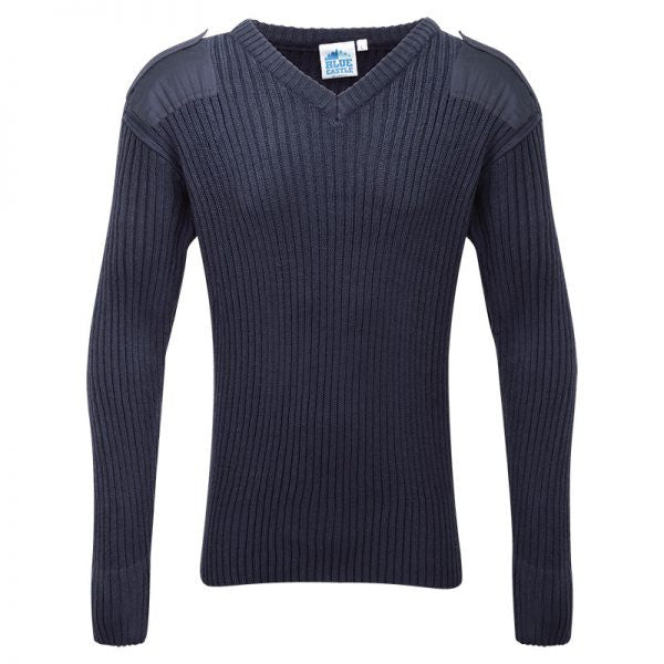 V-Neck Heavy Weight Combat Jumpers In Black And Navy (120V) CLEARANCE