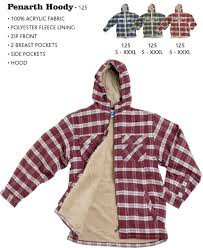 Penarth Hoody Warm Fleece Lined Padded Shirts  In 3 Colours (125)