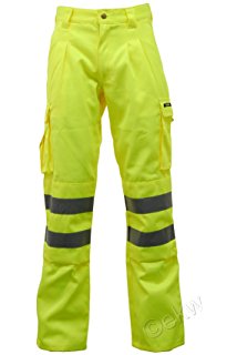 Hi-Vis Poly Cotton Part Elasticated Combat Trousers (192 Yellow/12 Orange)