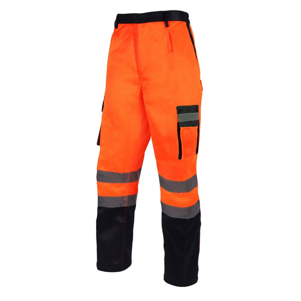 Hi-Viz  Poly Cotton Two Tone Combat Trousers  (196 Orange/223 Navy/213 Yellow)