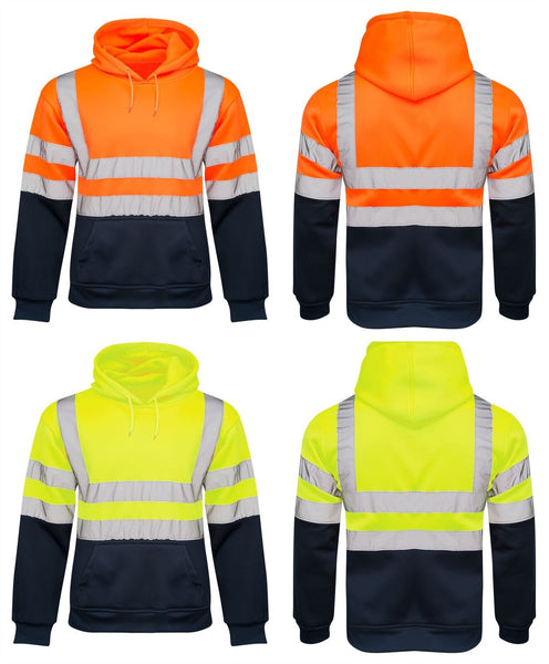 Orange & Navy Hoody - No Zip (Not PPE) (198 Orange/Navy ) ( 207 Yellow/Navy ) CLEARANCE
