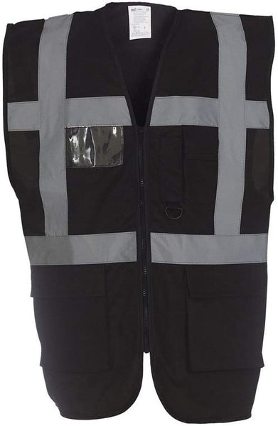 Black Hivis Superior Vest Coat With Pockets (257) CLEARANCE