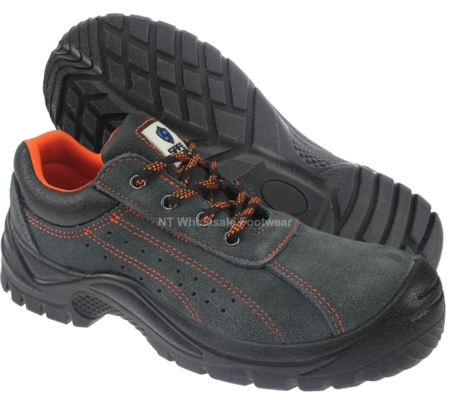 Safemaster Grey Suede Leather Low Cut Safety Trainers With Steel Toecap & Midsole S1P SRC ( 3160 ) CLEARANCE