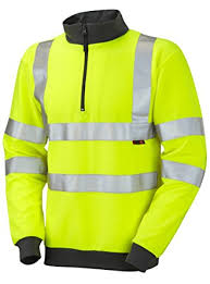 EN 20471 Hi-Viz Zip Neck Sweatshirt (37 Yellow/22 Orange) CLEARANCE