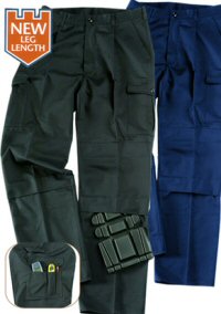 Blue Castle Poly Cotton Cargo Work Trousers In Black And Navy (766)