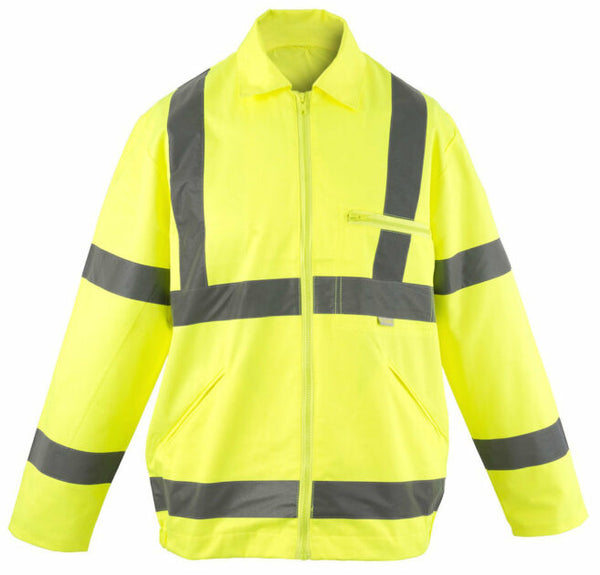 Yellow Hivis Poly Cotton Jacket (EN20471)  ( 81 ) CLEARANCE