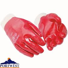 Portwest Nitrile Knit Wrist Waterproof Gloves ( A300 BLUE/Red A400 Black )