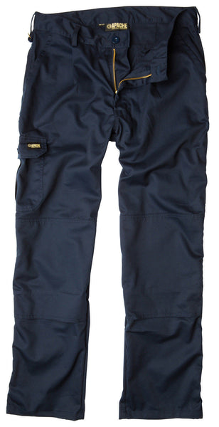 Apache Industrial Knee Pad Pocket Work Trousers In Black, Navy In 29, 31, and 33 inside Leg Lengths