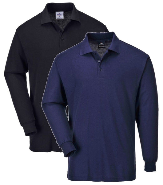 Genoa Long Sleeved Polo Shirts In Black Or Navy  (B212)