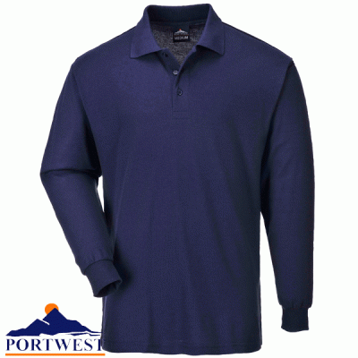 Genoa Long Sleeved Polo Shirts In Black Or Navy  (B212)