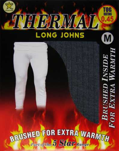 Thermal Long Johns In Charcoal Grey/White/Sky Blue