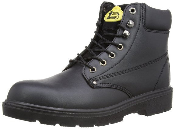 Tradesafe Coated Leather Safety Boots In Black, Honey SB (Builder)