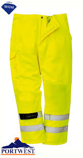 Yellow Hivis Combat Poly Cotton Work Trouser (E046) CLEARANCE