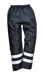 High Visibility Waterproof Rain Trousers In Black, Navy (F441)