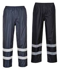 High Visibility Waterproof Rain Trousers In Black, Navy (F441)