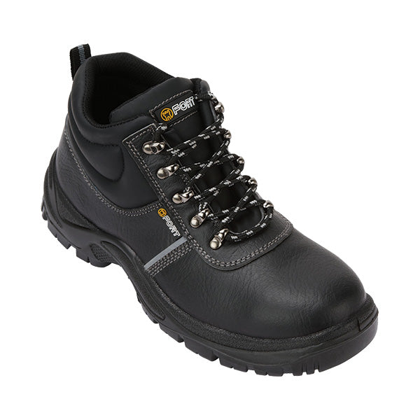 Fort Workforce Black Leather Safety Steel Toe Cap Boot SIP (FF107)