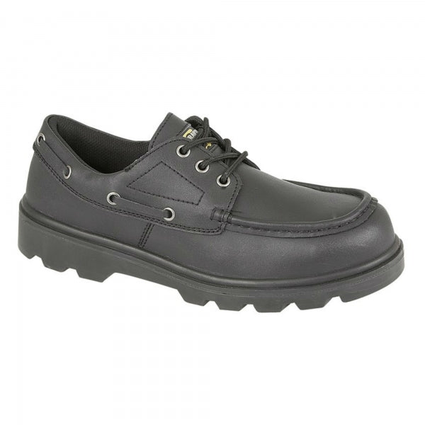 Grafters Black Leather Steel Toe Cap Safety Boat Shoes SB (M169A) CLEARANCE