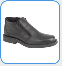 Roamers Black Leather Twin Zip Warm Fur Lined Ankle Boots (M182A)  CLEARANCE