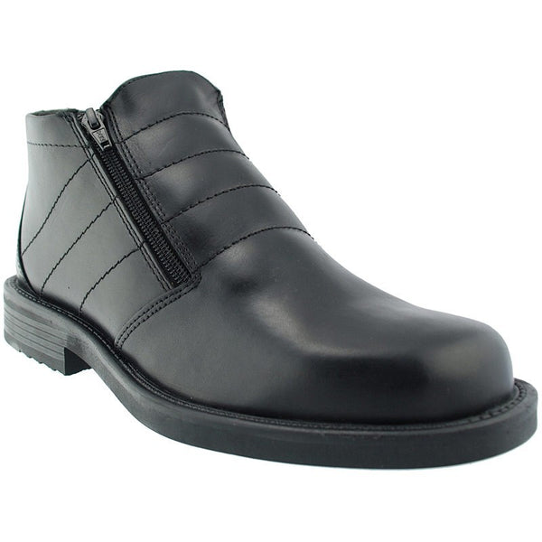 Roamers Black Leather Twin Zip Warm Fur Lined Ankle Boots (M182A)  CLEARANCE