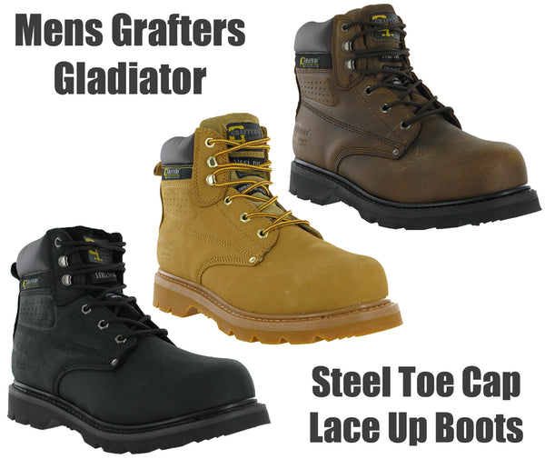 Grafters Gladiator Leather Steel Toe Cap Safety Boots SBP (M538/ABN)  CLEARANCE