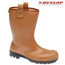 Dunlop Tan Waterproof Fur Lined Safety Rigger Boot SBP (M582B) CLEARANCE