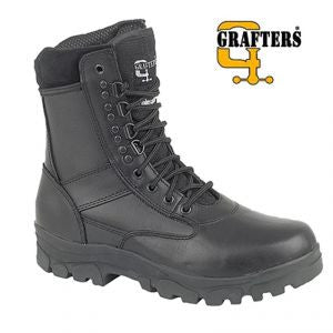 Grafters Top Gun Unisex Black Leather Thinsulate Lined Combat Boot (M671A)  CLEARANCE