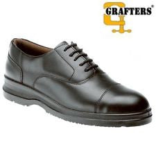 Grafters Uniform Black Leather Steel Toe Cap Safety Oxford Shoe SIP (M775A)  CLEARANCE