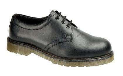 Grafters Black Leather Steel Toe Cap Safety Shoes with Air Cushion Sole SB (M787A) CLEARANCE