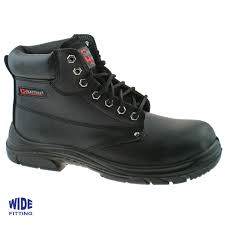 Grafters Black Leather Extra Wide Fit Steel Toe Cap Safety Boot SBP (M9503A)
