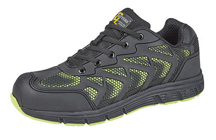 Grafters Black/Lime Steel Toe Cap Safety Trainer Shoe SB (M9505A) CLEARANCE