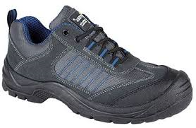 Grafters Dark Grey-Blue Suede Leather Steel Toe Cap Safety Trainer SIP (M9510F)  CLEARANCE