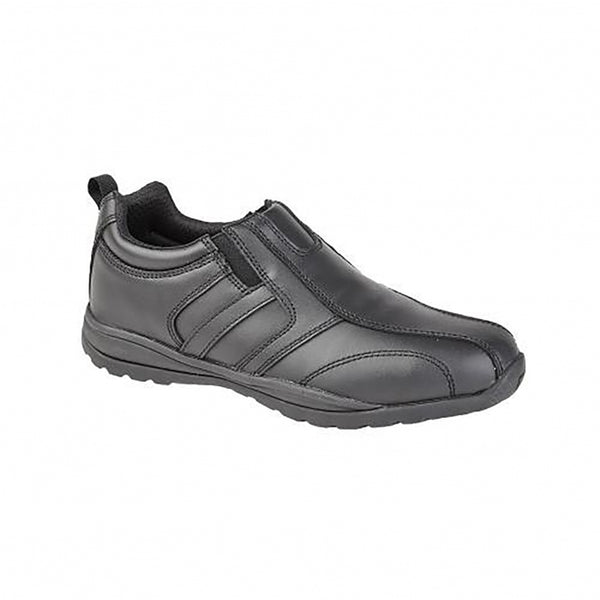 Grafters Black Leather Unisex Slip On Safety Trainers SIP ( M9570A ) CLEARANCE