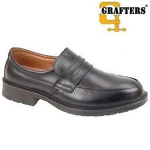 Grafters Black Leather Managers Saddle Casual Steel Toe Cap Safety Shoe SB (M895A/M971A) CLEARANCE