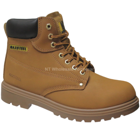 Maxsteel Smooth Leather Lightweight Lace-Up Safety Boots With Steel Toecap & Midsole S1P In Black, Honey, Brown ( MS10 )