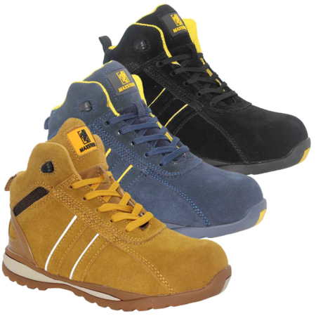 Maxsteel Hi Top Suede Leather Safety Trainer Boots With Steel Toecap SB ( MS1700-MS1800)