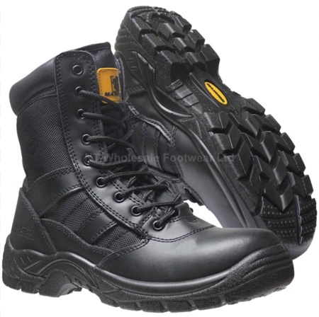 Maxsteel MS23 Black Steel Toe Hi Boot With a YKK Side Zip Safety Boot Anti Slip, Antistatic and Oil Resistant Sole SB